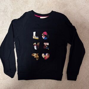 Tory Burch black sweatshirt with colorful 'LOVE' design
